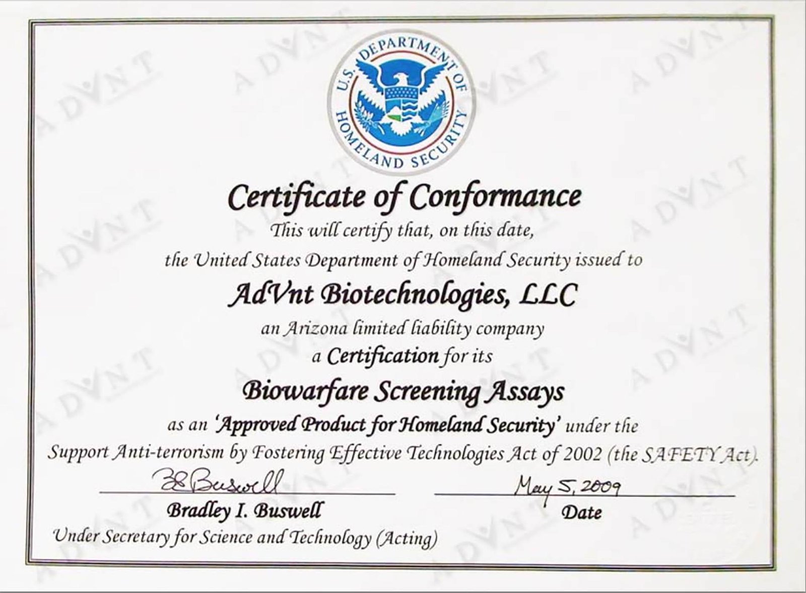 Certificate of conformance copy
